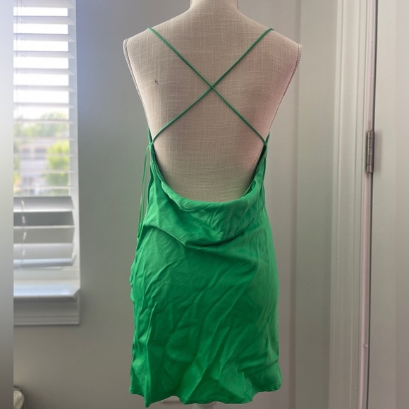 Zara Kelly Green Mini Cowl Neck Backless Dress Medium - Picture 6 of 9